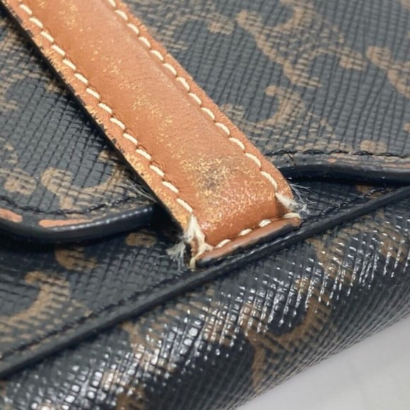 CELINE Card Case triomphe wallet with flap Folded wallet Leather Brown - Picture 10 of 14